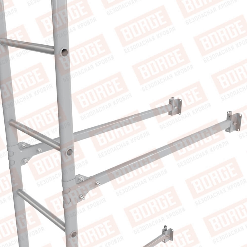 Комплект лестница фасадная BORGE (нижняя секция), 2,7м, сигнально-серый (RAL 7004)