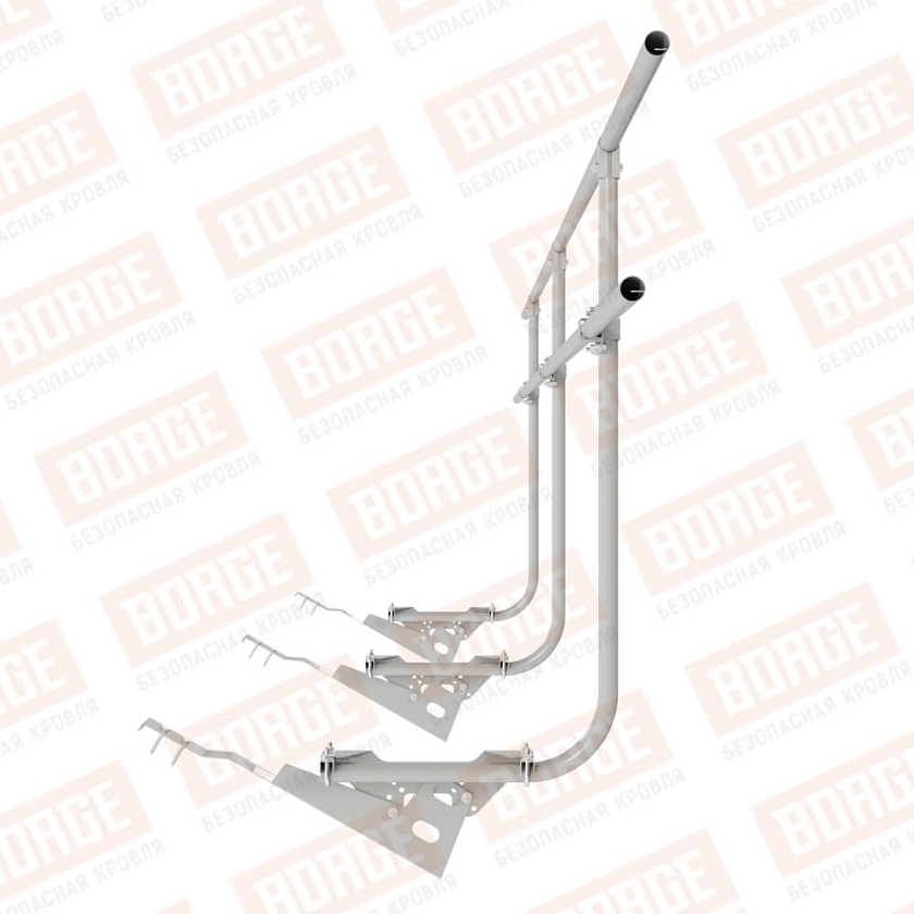 Ограждение кровельное BORGE H-120см, 3м, для черепичной кровли, бело-алюминиевый (RAL 9006)