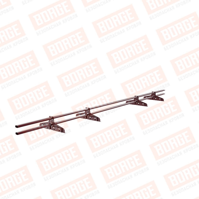 Снегозадержатель трубчатый Русский Рубеж 20х40мм, 3м, 4 опоры, для фальц. кровли, красное вино (RAL 3005)