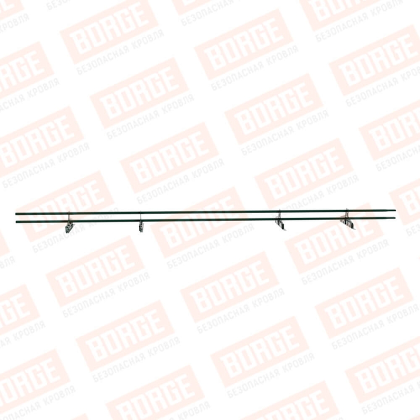 Снегозадержатель трубчатый Русский Рубеж 20х40мм, 3м, 4 опоры, для фальц. кровли, зеленый мох (RAL 6005)