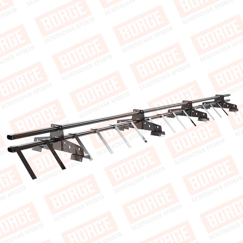 Снегозадержатель трубчатый BORGE 3м, 4 опоры, для профнастила Н-60, Н-75, серо-коричневый (RR 32)