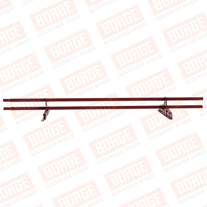 Снегозадержатель трубчатый Русский Рубеж D-25мм, 1,5м, 2 опоры, для фальц. кров., коричнево-красный (RAL 3011)