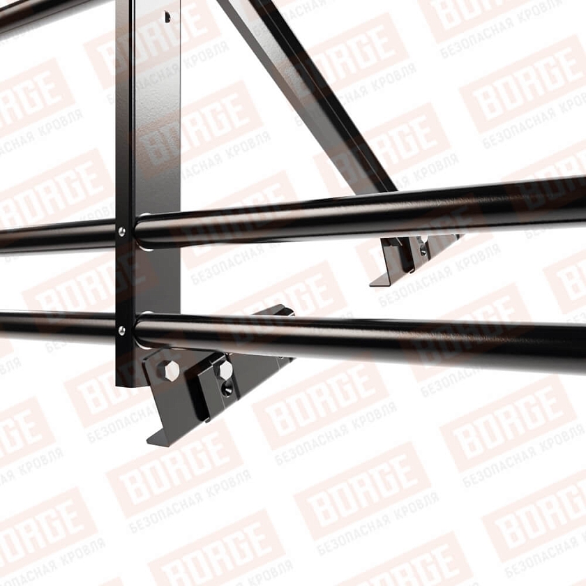 Ограждение кровельное Русский Рубеж H-60см, 3м, для фальцевой кровли, чёрный (RAL 9005), с двумя доп. трубами