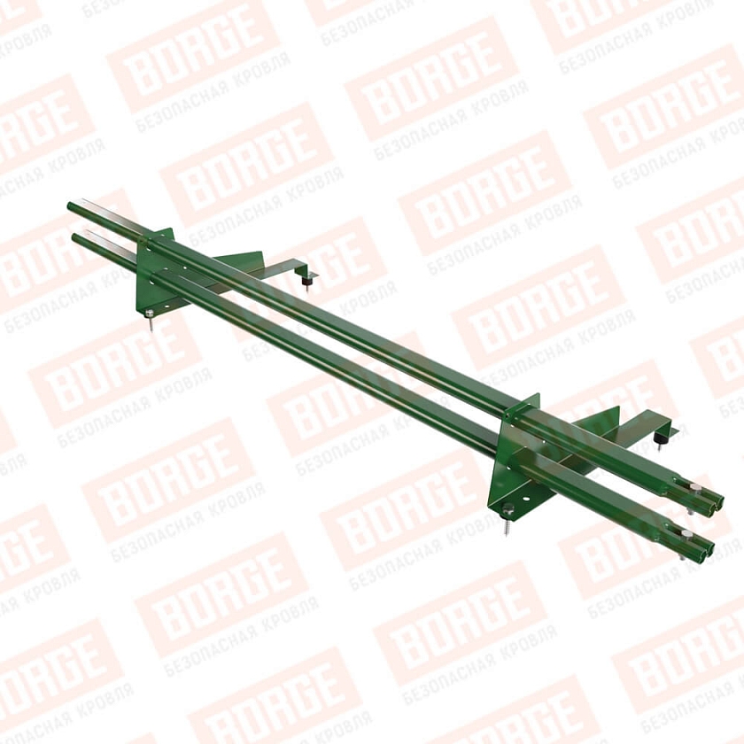 Снегозадержатель трубчатый BORGE 1,5м, 2 опоры, для МЧ с выс. ступ., лиственно-зеленый (RAL 6002), 400мм