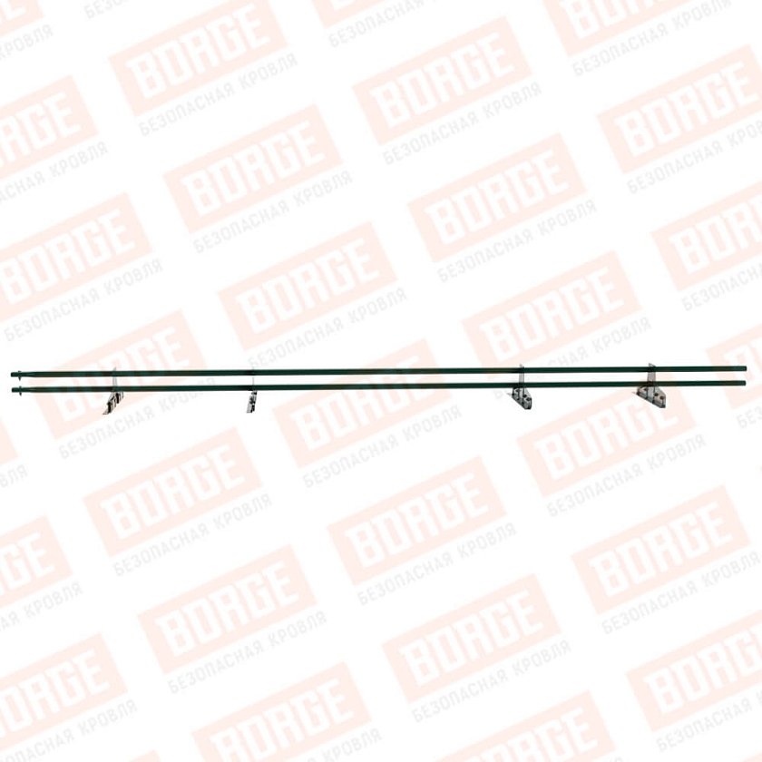 Снегозадержатель трубчатый Русский Рубеж 25х45мм, 3м, 4 опоры, для фальц. кровли, зеленый мох (RAL 6005)