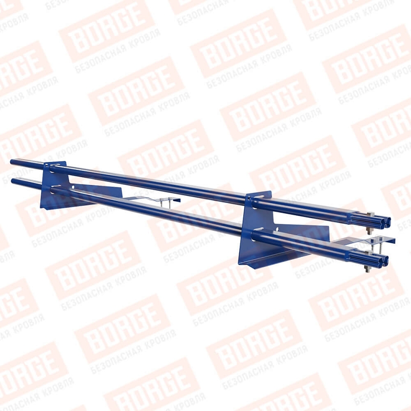 Снегозадержатель трубчатый BORGE 1,5м, 2 опоры, для черепичной кровли, сигнально-синий (RAL 5005)