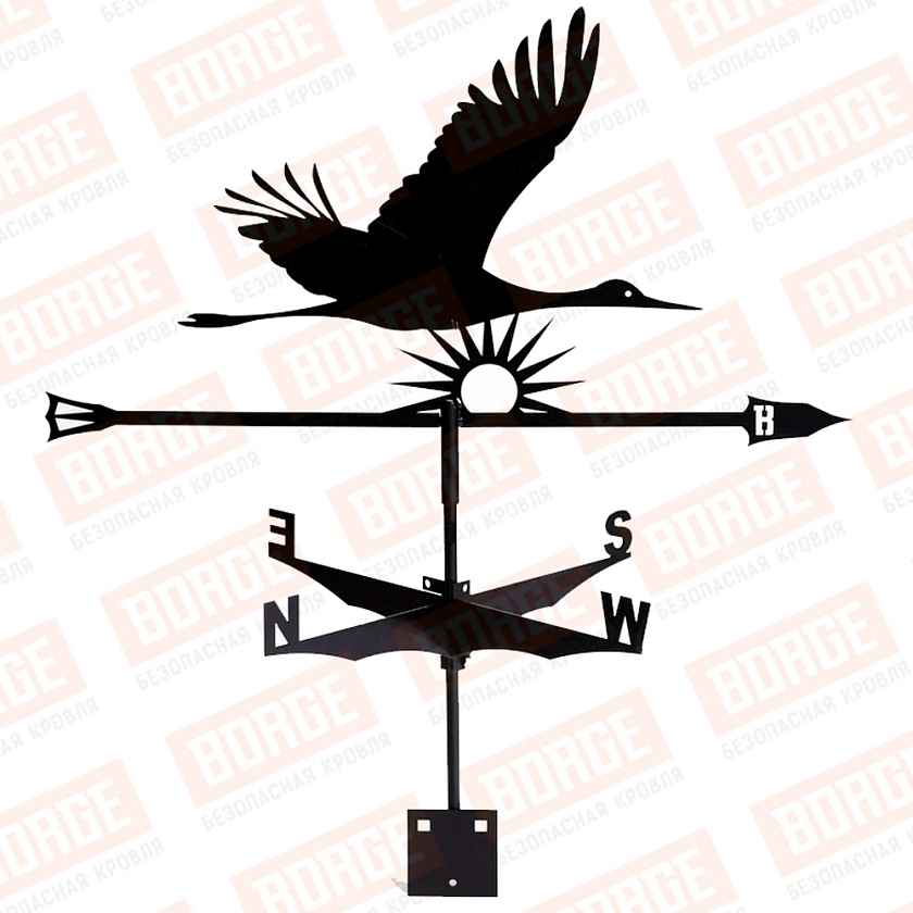 Флюгер BORGE Журавль, 700х380мм, чёрный (RAL 9005 matt)