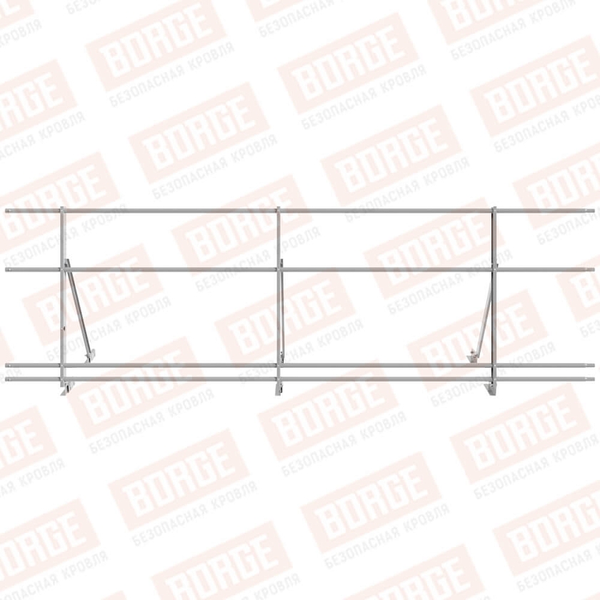 Ограждение кровельное Русский Рубеж H-90см, 3м, для фальцевой кровли, сигнально-серый (RAL 7004), с двумя доп. трубами