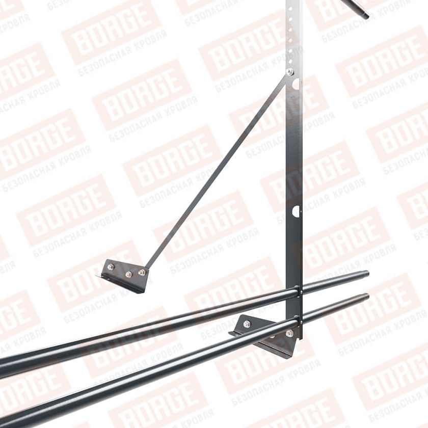 Ограждение декоративное NewLine H-120см, 3м, для фальц. кров., антрацитово-серый (RAL 7016), с двумя доп. трубами