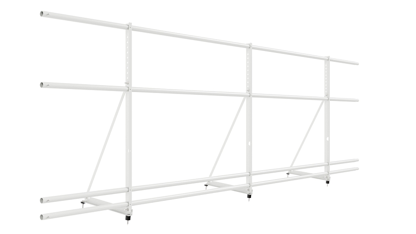 Ограждение кровельное NewLine H-90см, 3м, сигнально-белый (RAL 9003), с двумя доп. трубами