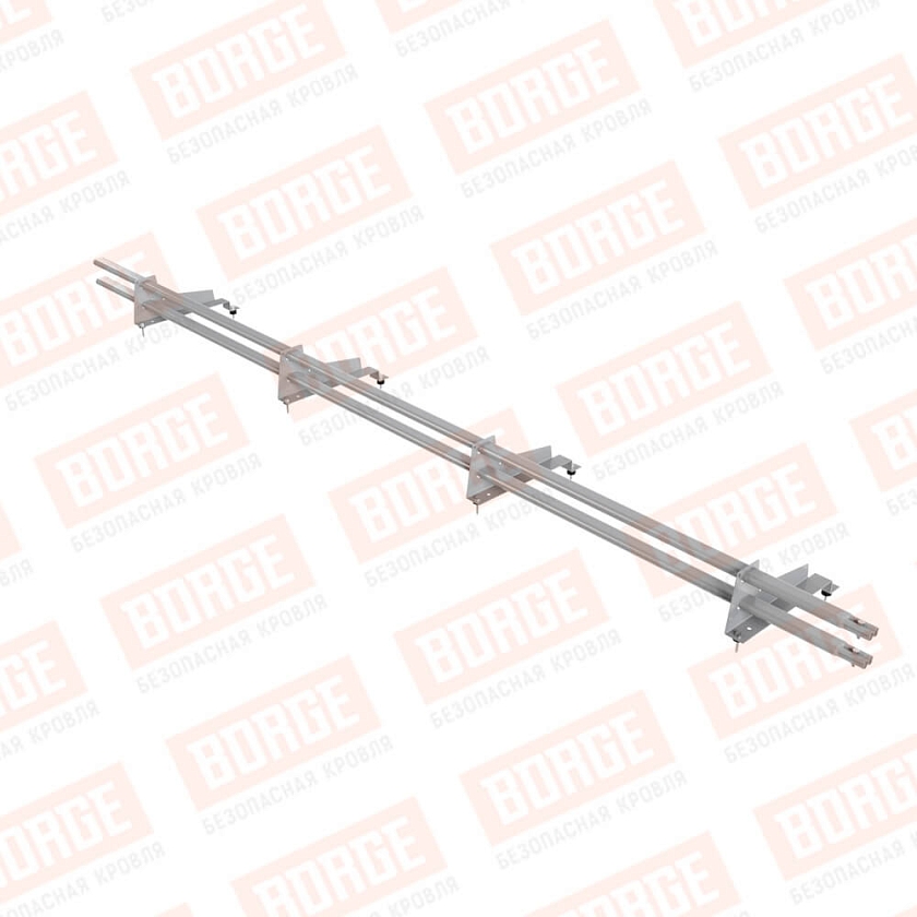 Снегозадержатель трубчатый BORGE 3м, 4 опоры, для МЧ с выс. ступен., сигнально-серый (RAL 7004), 350мм