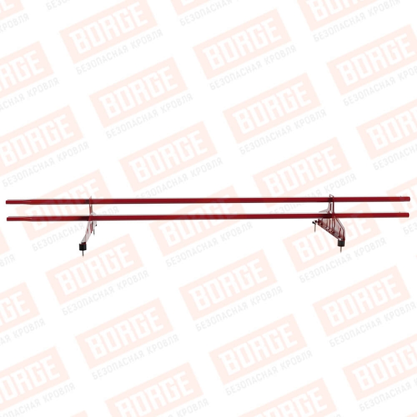 Снегозадержатель трубчатый Русский Рубеж 20х40мм, 1,5м, 2 опоры, рубиново-красный (RAL 3003)