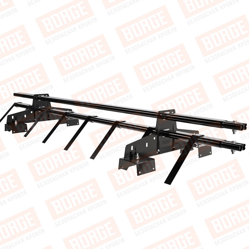 Снегозадержатель трубчатый BORGE 1,5м, 2 опоры, для профнастила Н-114, чёрный (RAL 9005 matt)