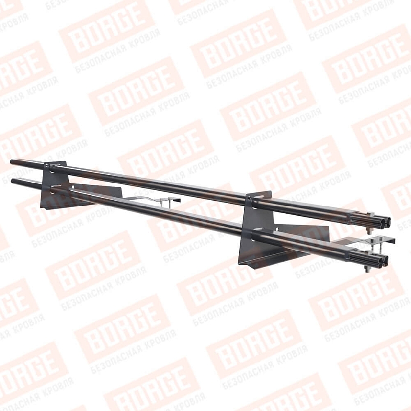 Снегозадержатель трубчатый BORGE 1,5м, 2 опоры, для черепичной кровли, серый графит (RAL 7024)