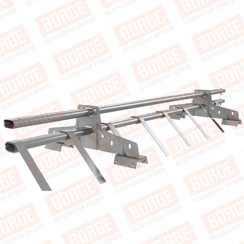 Снегозадержатель трубчатый BORGE 1,5м, 2 опоры, для профнастила Н-60, Н-75, сигнально-серый (RAL 7004)