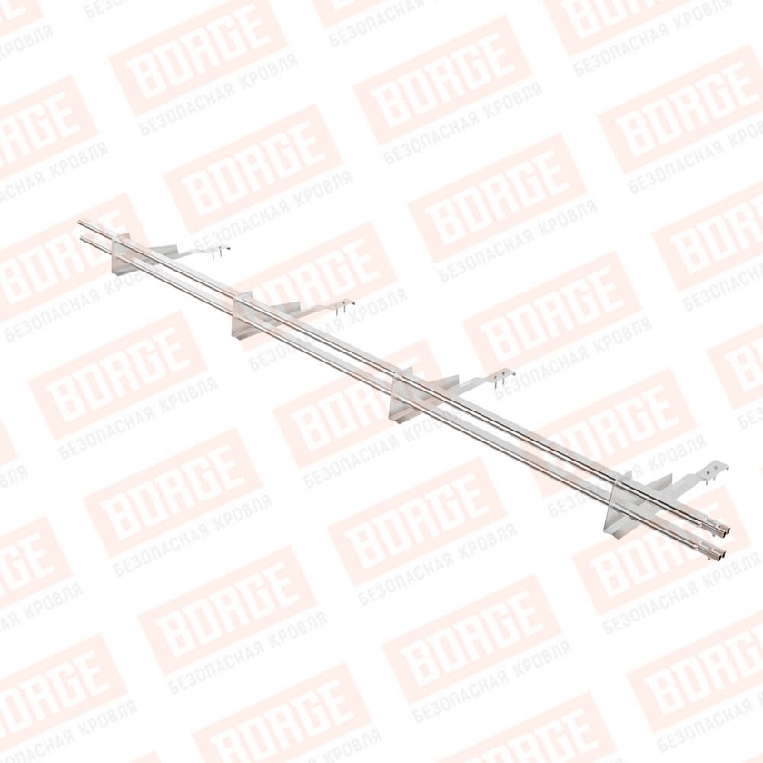 Снегозадержатель трубчатый BORGE 3м, 4 опоры, для черепичной кровли, цинк