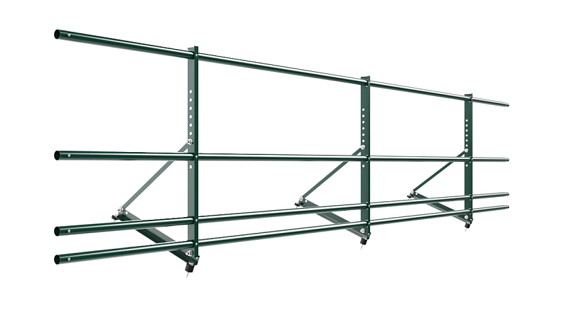 Ограждение кровельное NewLine H-60см, 3м, зеленый мох (RAL 6005), с двумя доп. трубами