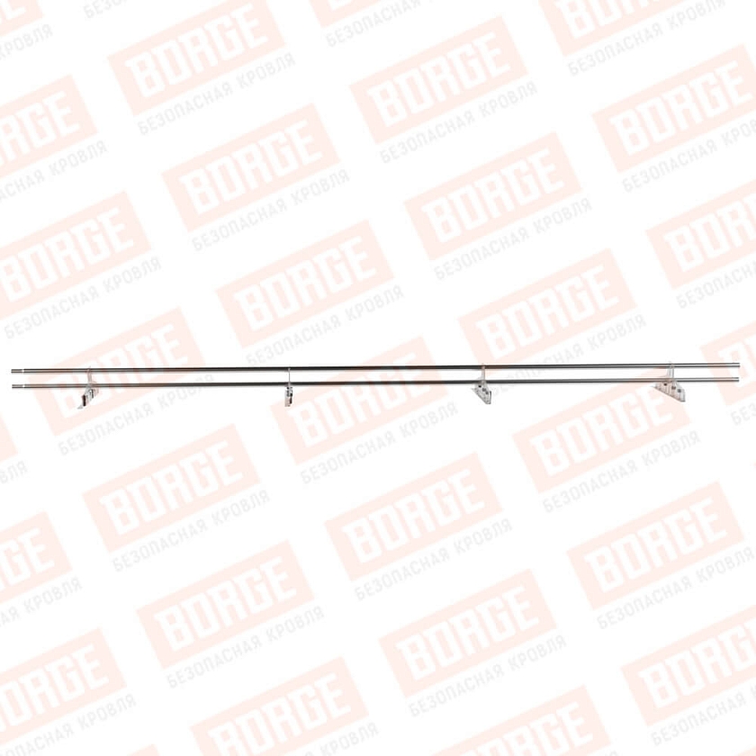 Снегозадержатель трубчатый Русский Рубеж D-25мм, 3м, 4 опоры, для фальц. кровли, цинк