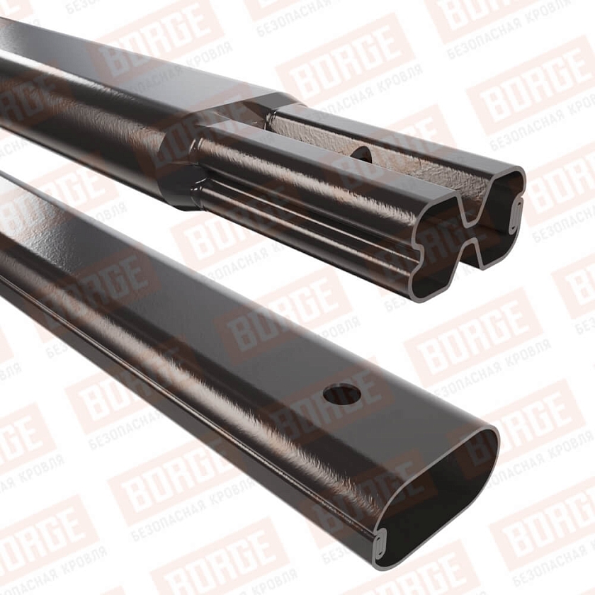 Труба снегозадержателя BORGE 45х25х1500, серо-коричневый (RAL 8019)