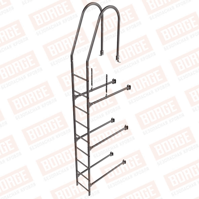 Комплект лестница фасадная BORGE (верхняя секция), 2,7м, серо-коричневый (RR 32)