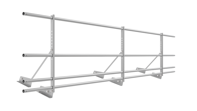 Ограждение кровельное NewLine H-60см, 3м, для фальц. кров., сигнально-серый (RAL 7004), с двумя доп. трубами