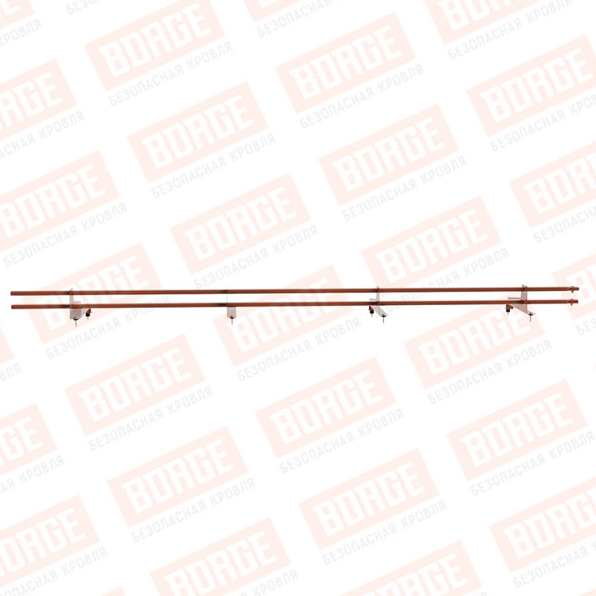 Снегозадержатель трубчатый BORGE 3м, 4 опоры, для МЧ с выс. ступен., терракотовый (RAL 8004), 350мм
