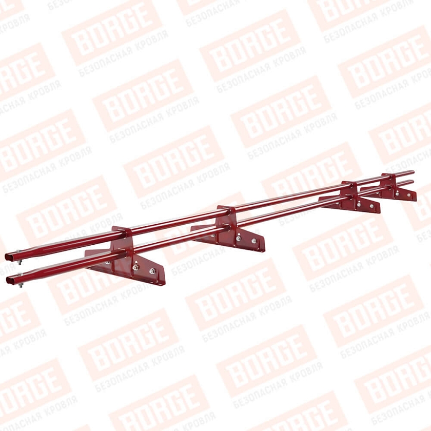 Снегозадержатель трубчатый Русский Рубеж 25х45мм, 3м, 4 опоры, для фальц. кровли, рубиново-красный (RAL 3003)