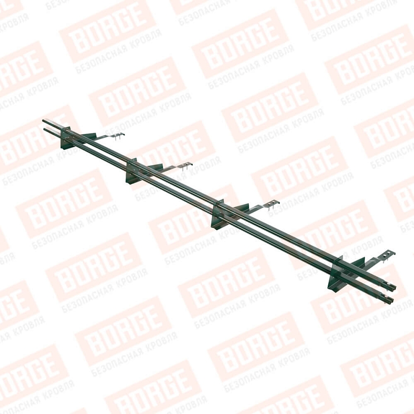 Снегозадержатель трубчатый BORGE 3м, 4 опоры, для черепичной кровли, зеленый мох (RAL 6005)