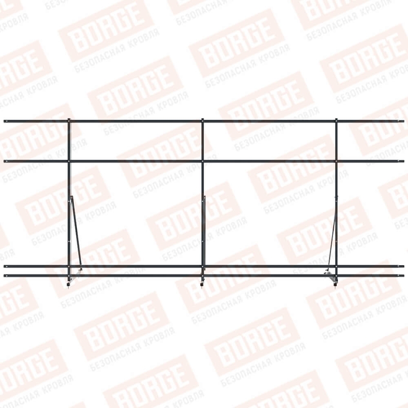 Ограждение декоративное NewLine H-120см, 3м, антрацитово-серый (RAL 7016), с двумя доп. трубами