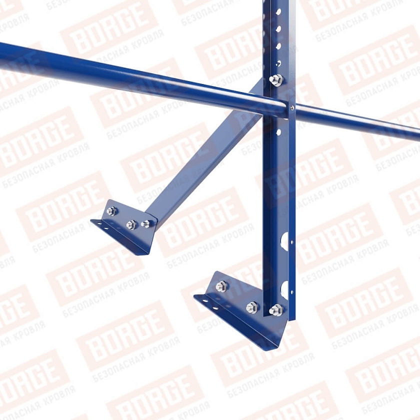 Ограждение кровельное Русский Рубеж H-60см, 3м, для фальцевой кровли, сигнально-синий (RAL 5005)