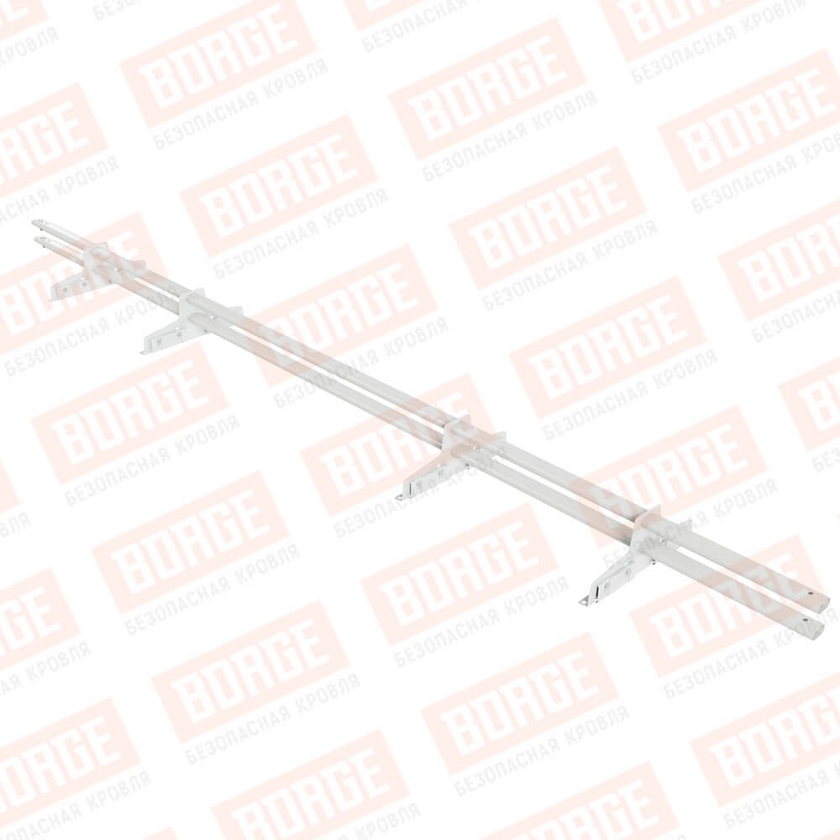 Снегозадержатель трубчатый Русский Рубеж 25х45мм, 3м, 4 опоры, для фальц. кровли, сигнально-белый (RAL 9003)