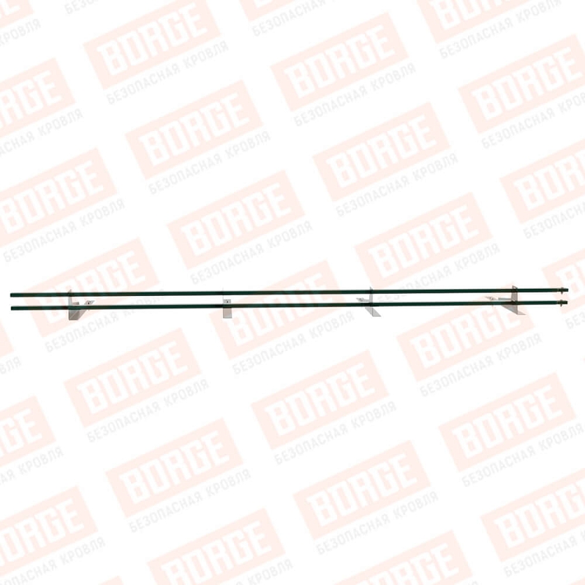 Снегозадержатель трубчатый BORGE 3м, 4 опоры, для гибкой черепицы, зеленый мох (RAL 6005)