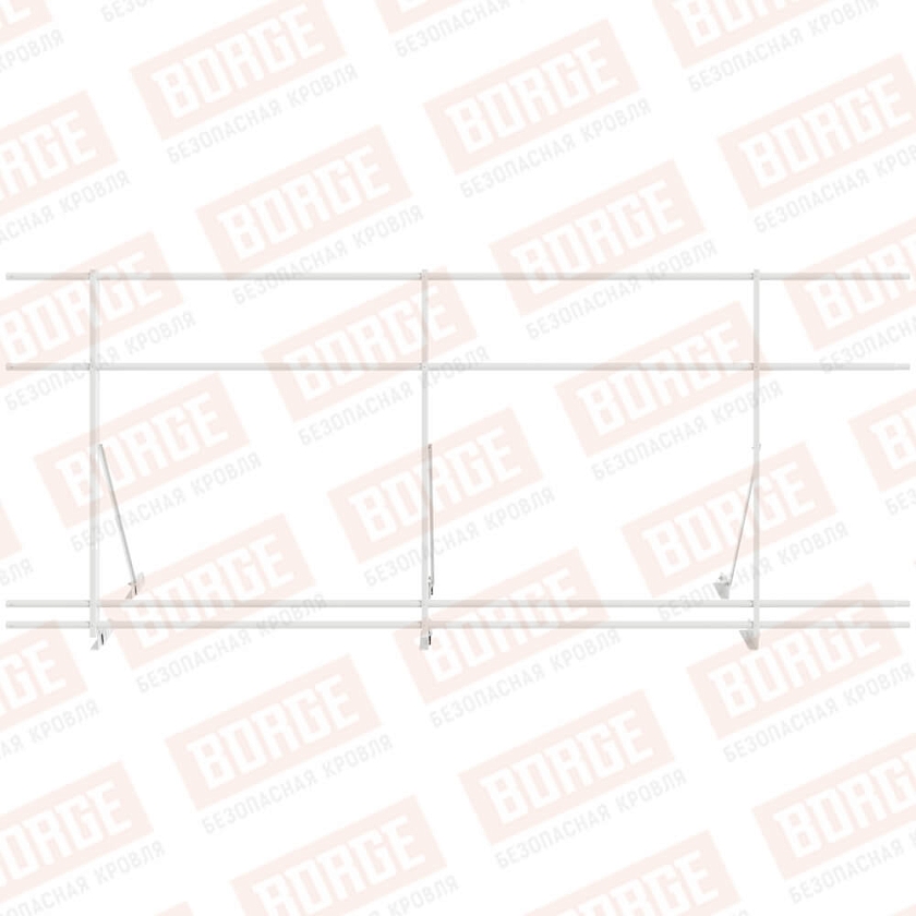 Ограждение декоративное NewLine H-120см, 3м, для фальц. кров., сигнально-белый (RAL 9003), с двумя доп. трубами