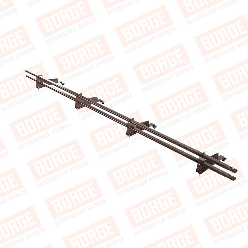 Снегозадержатель трубчатый BORGE 3м, 4 опоры, для МЧ с выс. ступен., коричневый шоколад (RAL 8017), 350мм