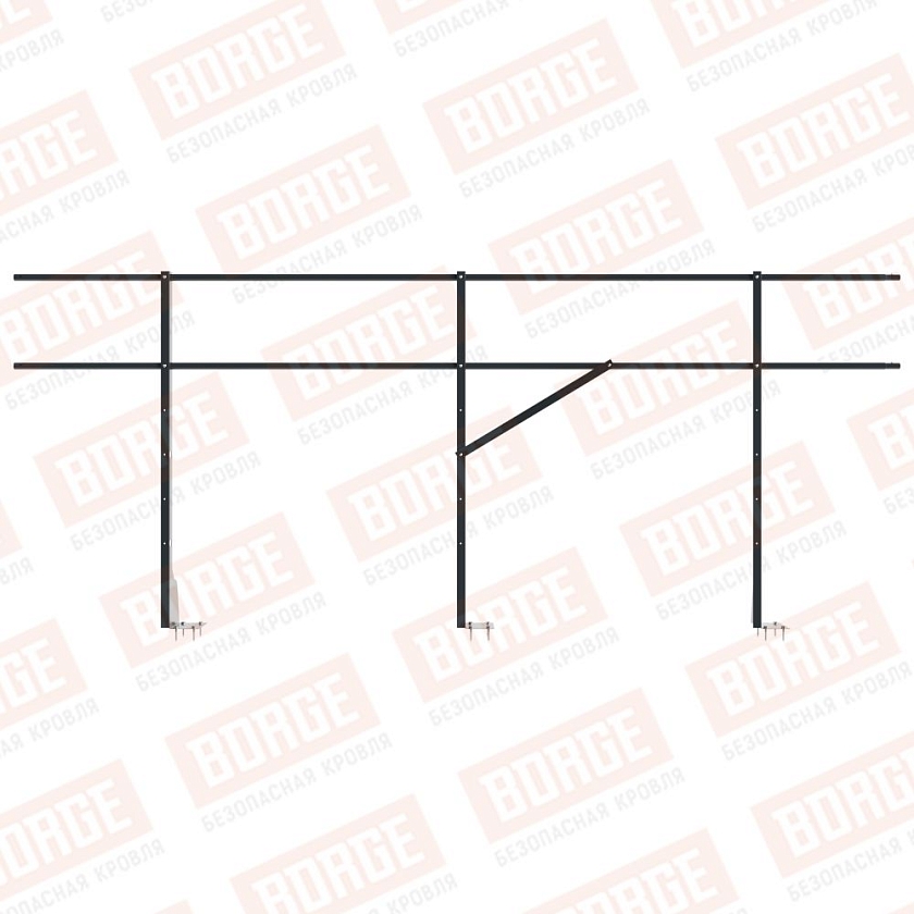 Ограждение плоских кровель NewLine Н-120, 3м, верхнее крепление, антрацитово-серый (RAL 7016)