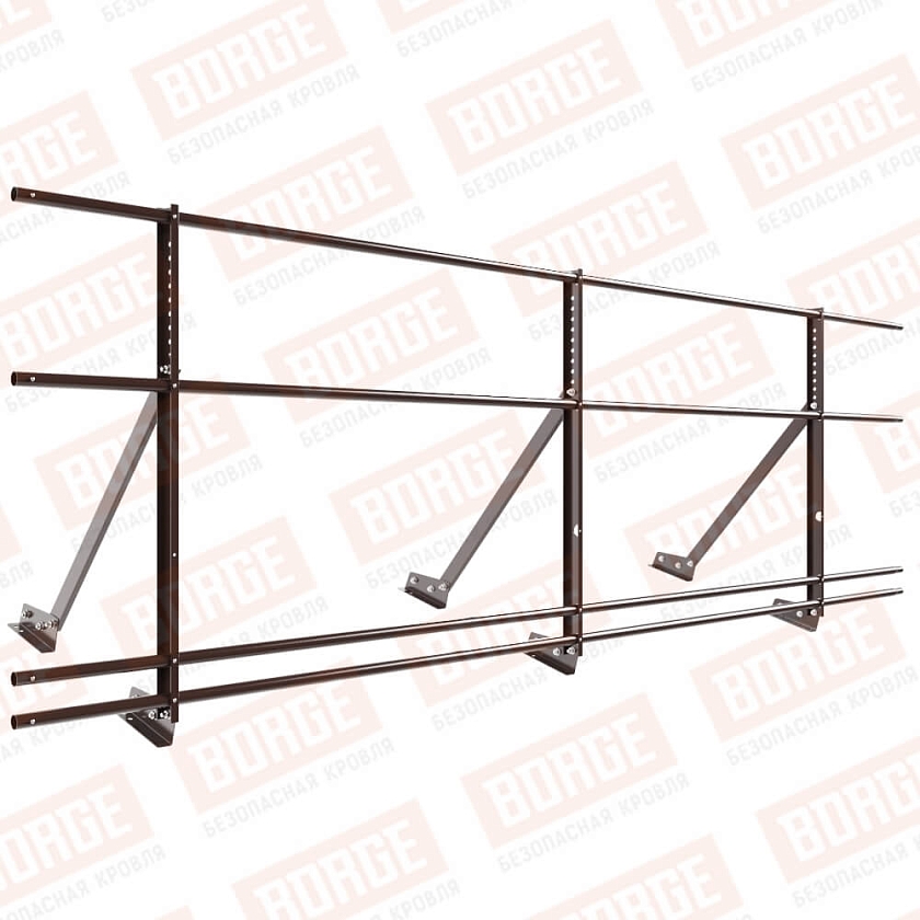 Ограждение кровельное Русский Рубеж H-90см, 3м, для фальцевой кровли, окрашенный (NL-807), с двумя доп. трубами