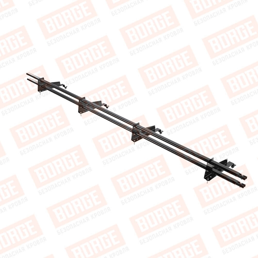 Снегозадержатель трубчатый BORGE 3м, 4 опоры, для МЧ с выс. ступен., чёрный (RAL 9005), 350мм