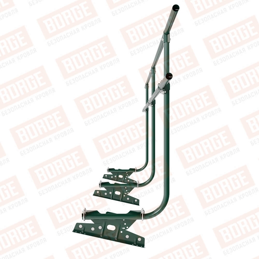 Ограждение кровельное BORGE H-120см, 3м, для фальцевой кровли, зеленый мох (RAL 6005)