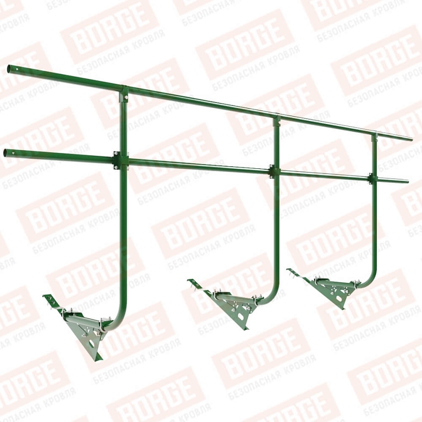 Ограждение кровельное BORGE H-120см, 3м, для черепичной кровли, лиственно-зеленый (RAL 6002)