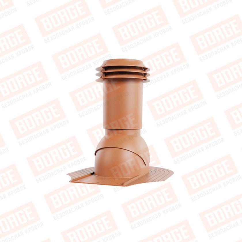 Выход вентиляции канализации Viotto, для мягкой кровли при монтаже, терракотовый (RAL 8004)