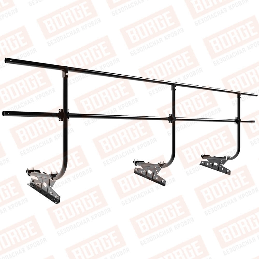 Ограждение кровельное BORGE H-90см, 3м, для фальцевой кровли, чёрный (RAL 9005 matt)