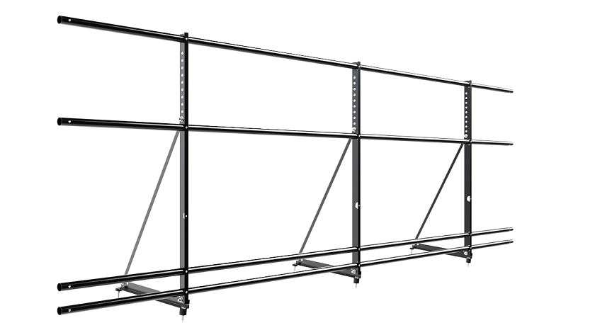 Ограждение кровельное NewLine H-90см, 3м, чёрный (RAL 9005), с двумя доп. трубами