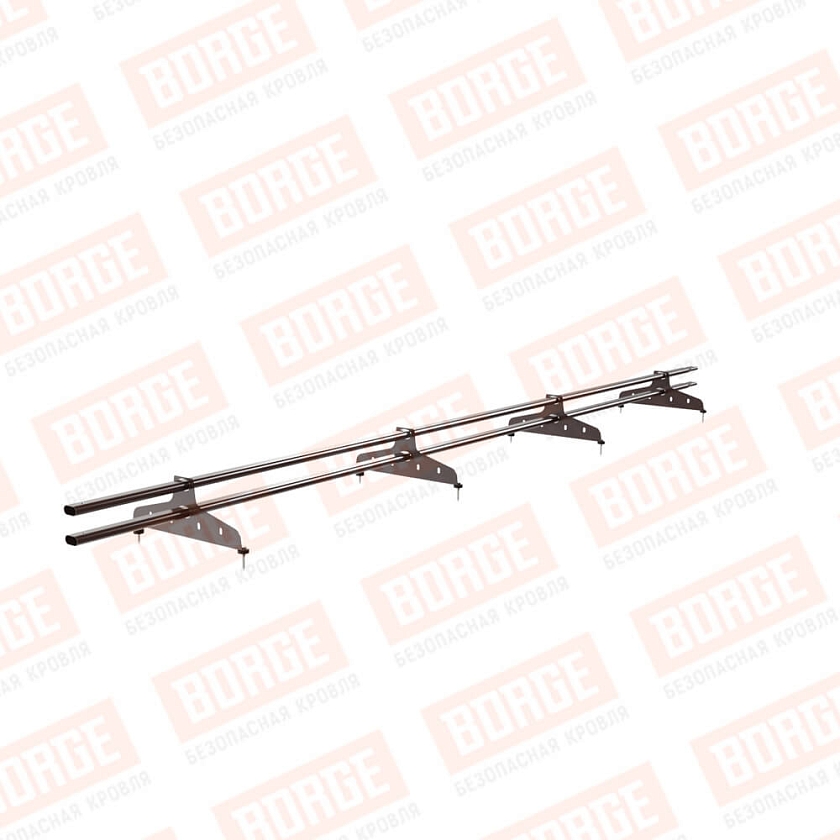 Снегозадержатель трубчатый NewLine 3м, 20x40мм, 4 опоры, коричневый шоколад (RAL 8017)