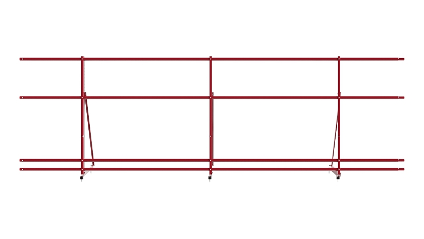 Ограждение кровельное NewLine H-90см, 3м, рубиново-красный (RAL 3003), с двумя доп. трубами