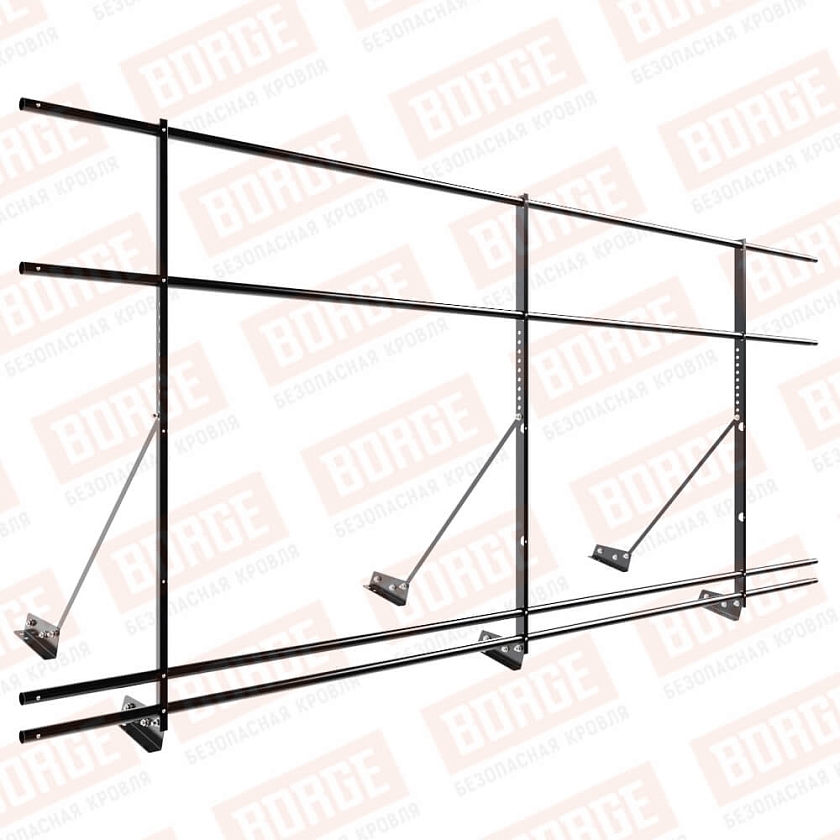 Ограждение декоративное NewLine H-120см, 3м, для фальц. кров., чёрный (RAL 9005), с двумя доп. трубами