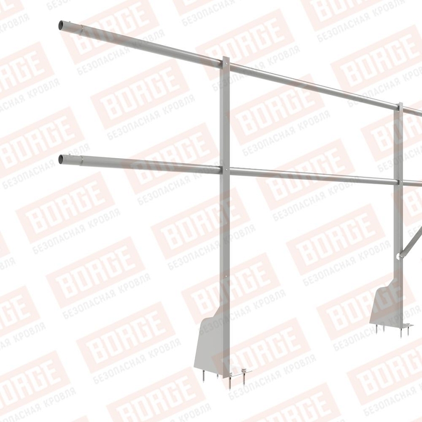 Ограждение плоских кровель NewLine Н-90, 3м, верхнее крепление, бело-алюминиевый (RAL 9006)