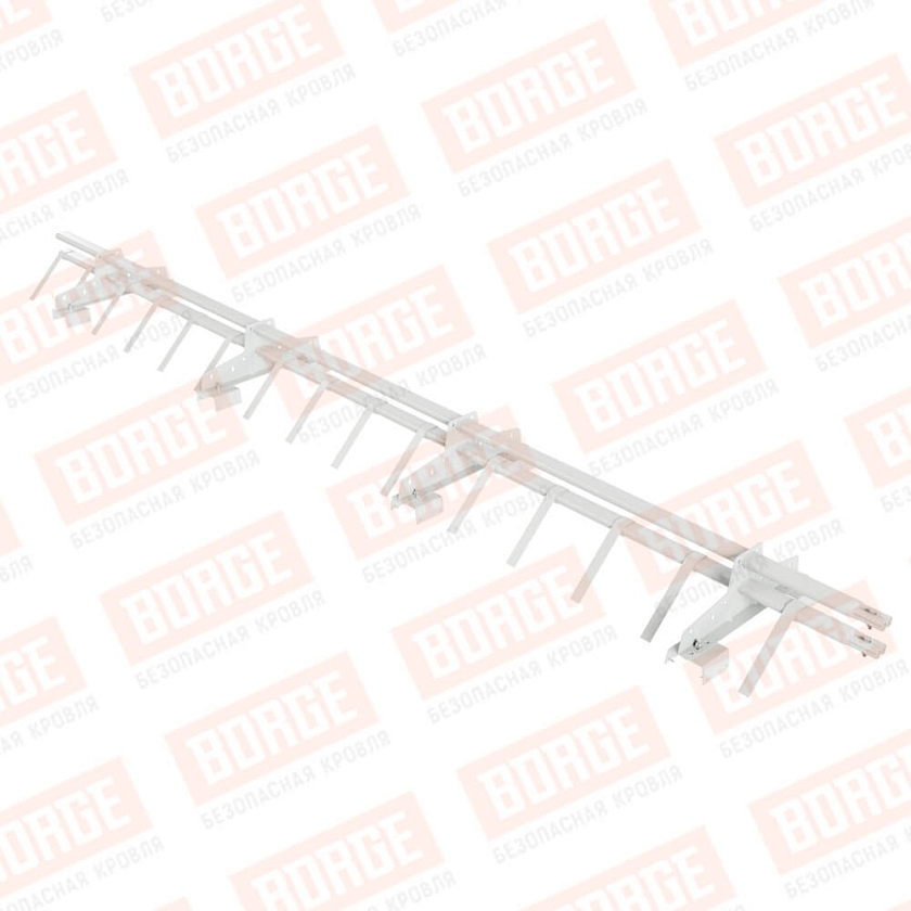 Снегозадержатель трубчатый BORGE 3м, 4 опоры, для профнастила Н-114, сигнально-белый (RAL 9003)