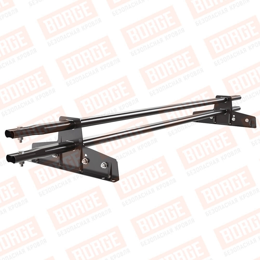 Снегозадержатель трубчатый Русский Рубеж 25х45мм, 1,5м, 2 опоры, для фальц. кров., серо-коричневый (RR 32)