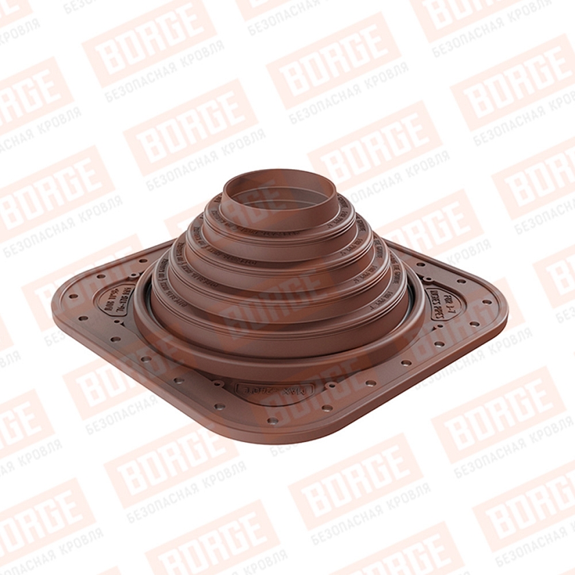 Проходка кровельная BORGE прямая №4 D 76-178мм, фланец 273х273мм, коричневый