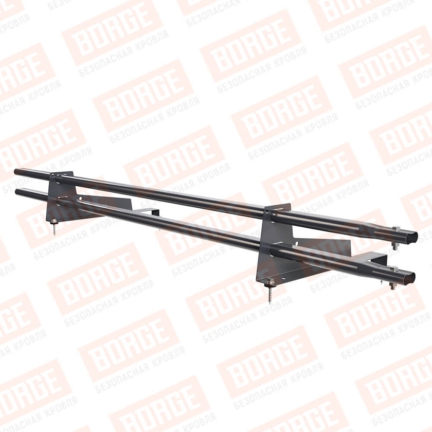 Снегозадержатель трубчатый Русский Рубеж 1,5м, 2 опоры, для МЧ с выс. ступ., серый графит (RAL 7024), 400мм